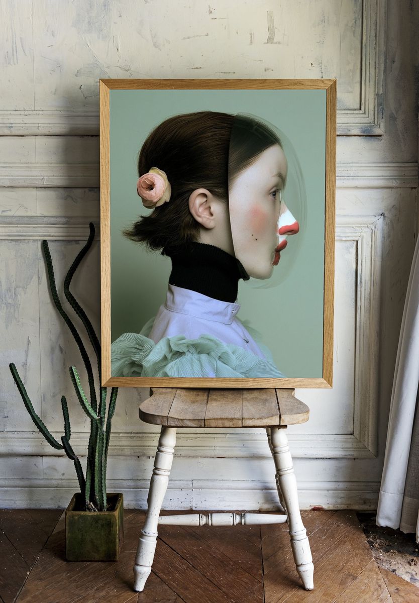 Surreal Profile Portrait Print. room preview