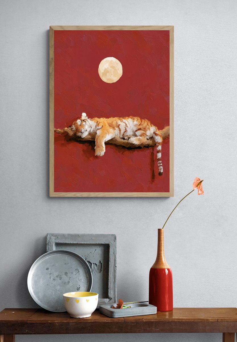 Sleeping Cat Moon Poster. — room view 3