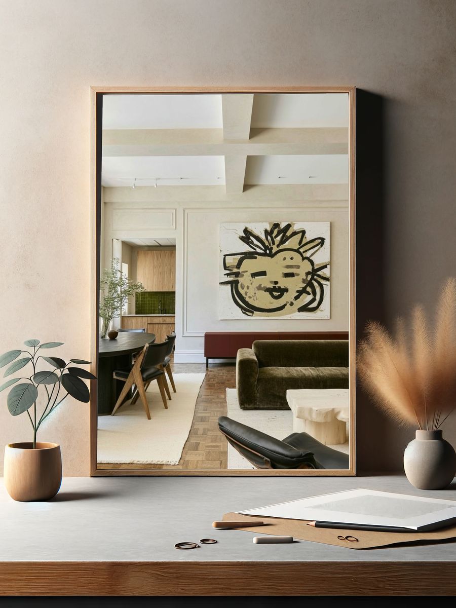 Playful Face Abstract Art Print. — room view 2