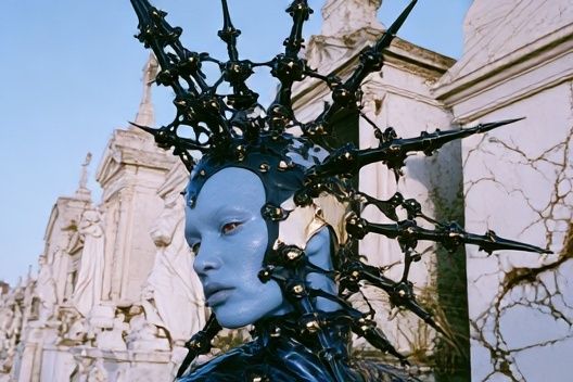 Blue Surreal Mask Fine-Art Print. poster detail