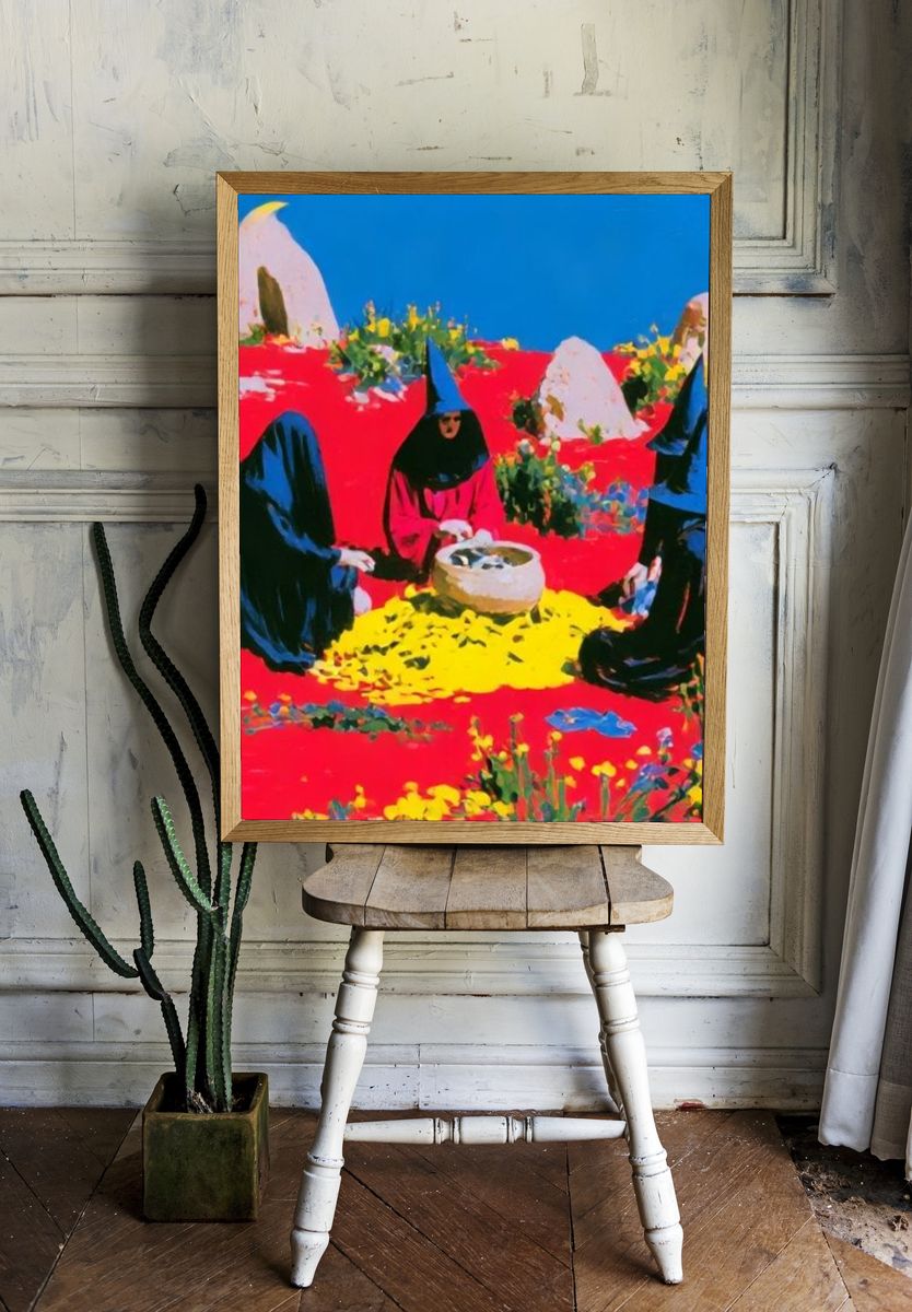 Surreal Witches Garden Print. room preview