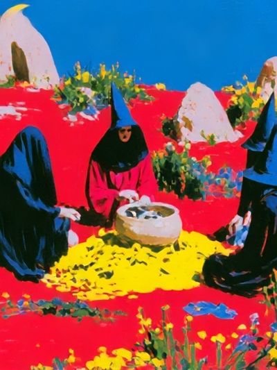Surreal Witches Garden Print.