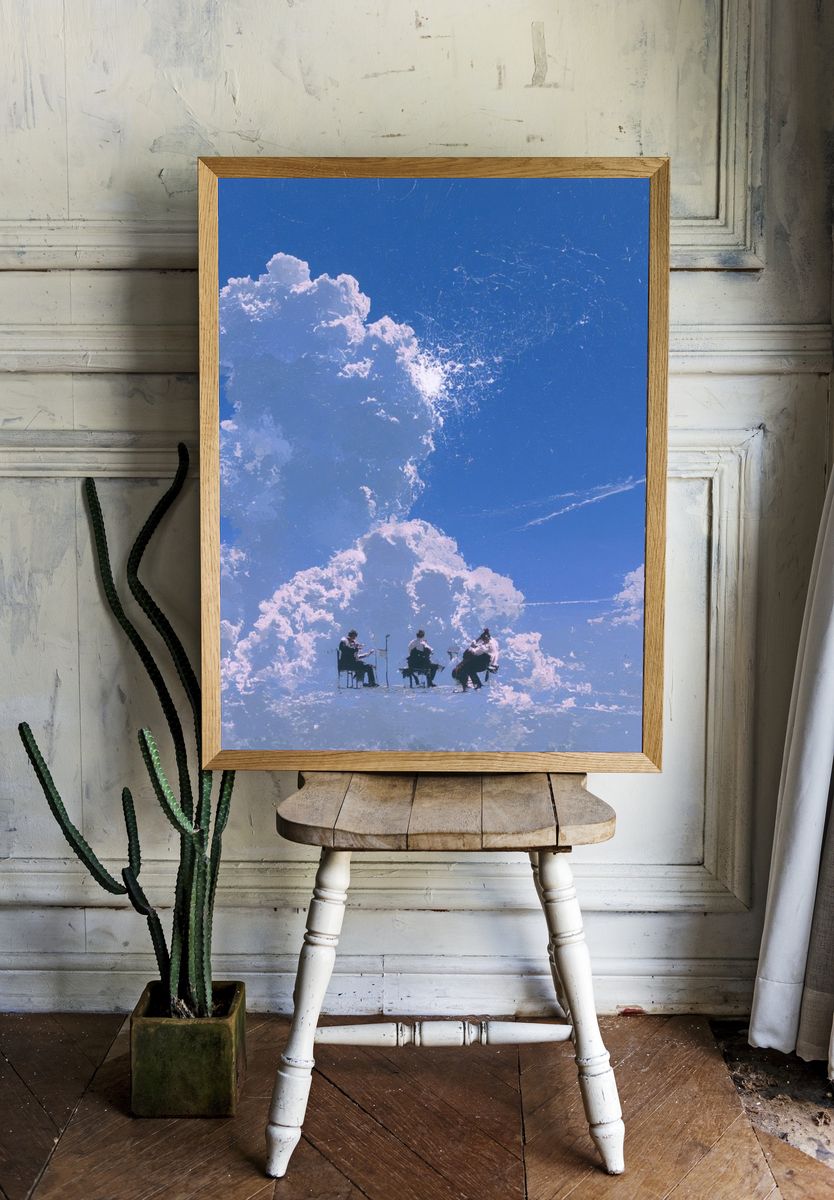 Cloud Quartet Surrealism Print. — room view 1