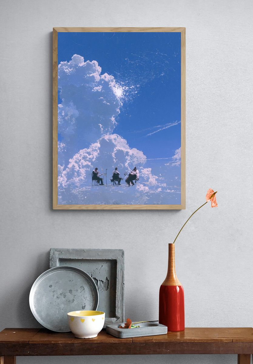 Cloud Quartet Surrealism Print. — room view 3