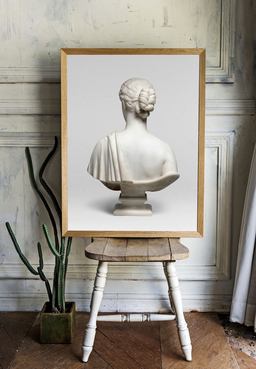 Marble sculpture of back of woman. (1850–54; carved after 1854). — room view 1