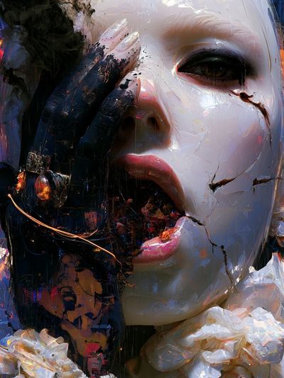 Surreal Painted Portrait Print. poster print