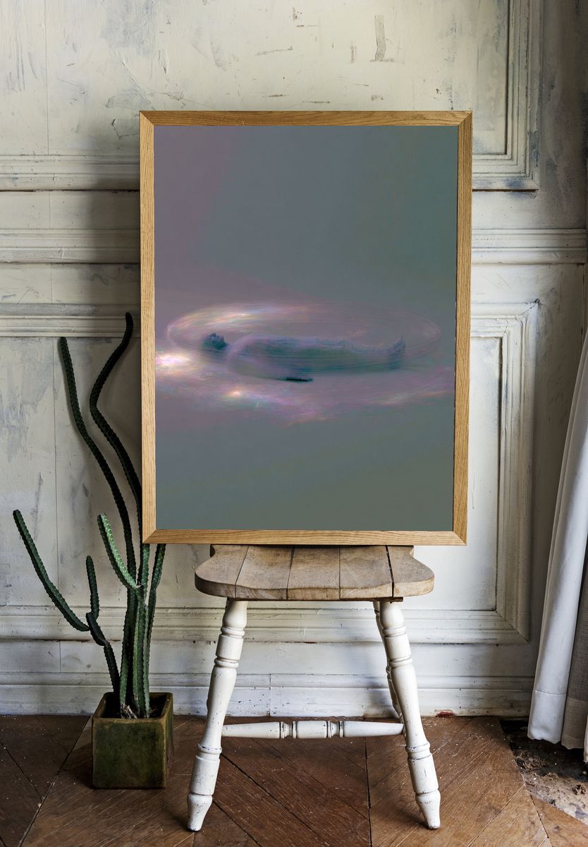Dreamlike Floating Figure Print. room preview