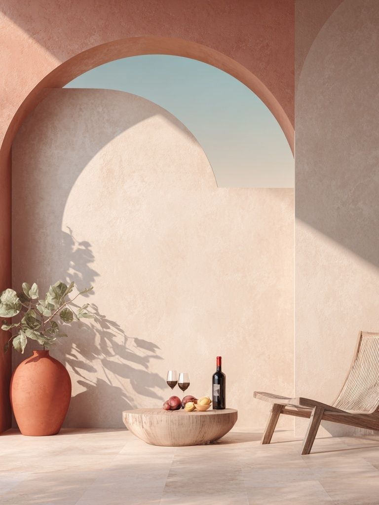 Mediterranean Terrace Still Life Print. poster — fine-art art