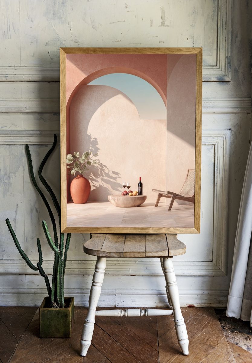 Mediterranean Terrace Still Life Print. — room view 1