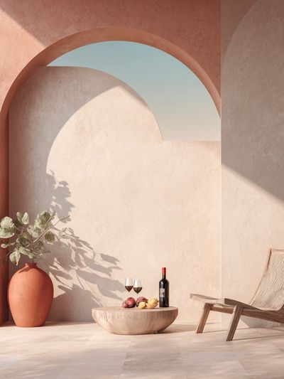 Mediterranean Terrace Still Life Print. poster print
