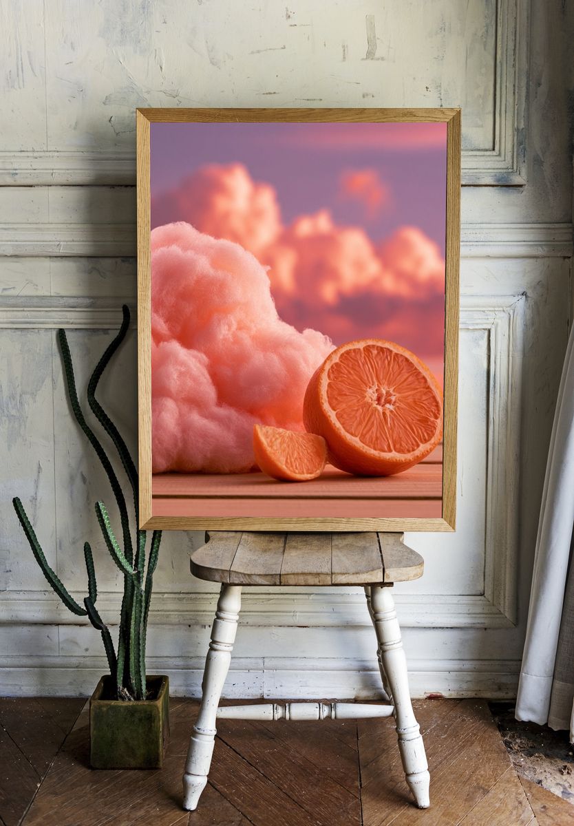 Cotton Candy Orange Still Life Poster. — room view 1