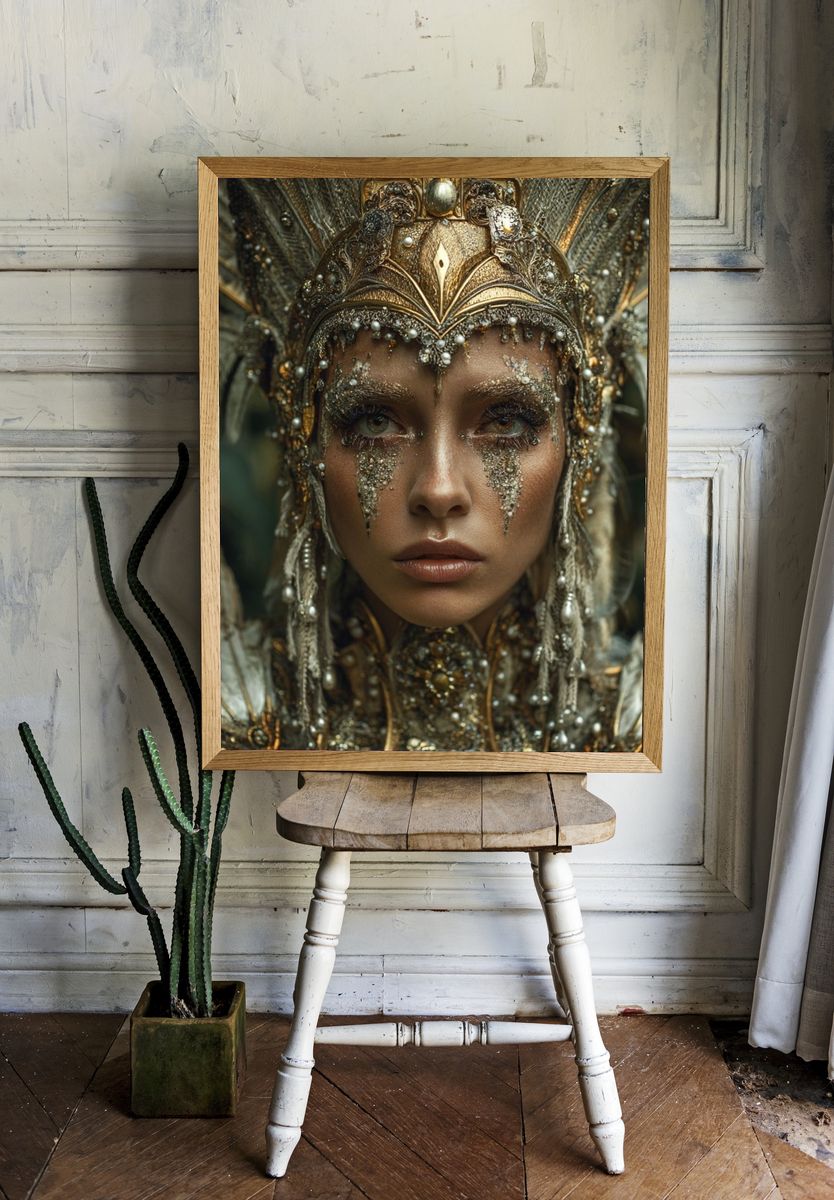 Gilded Feather Portrait Print. room preview