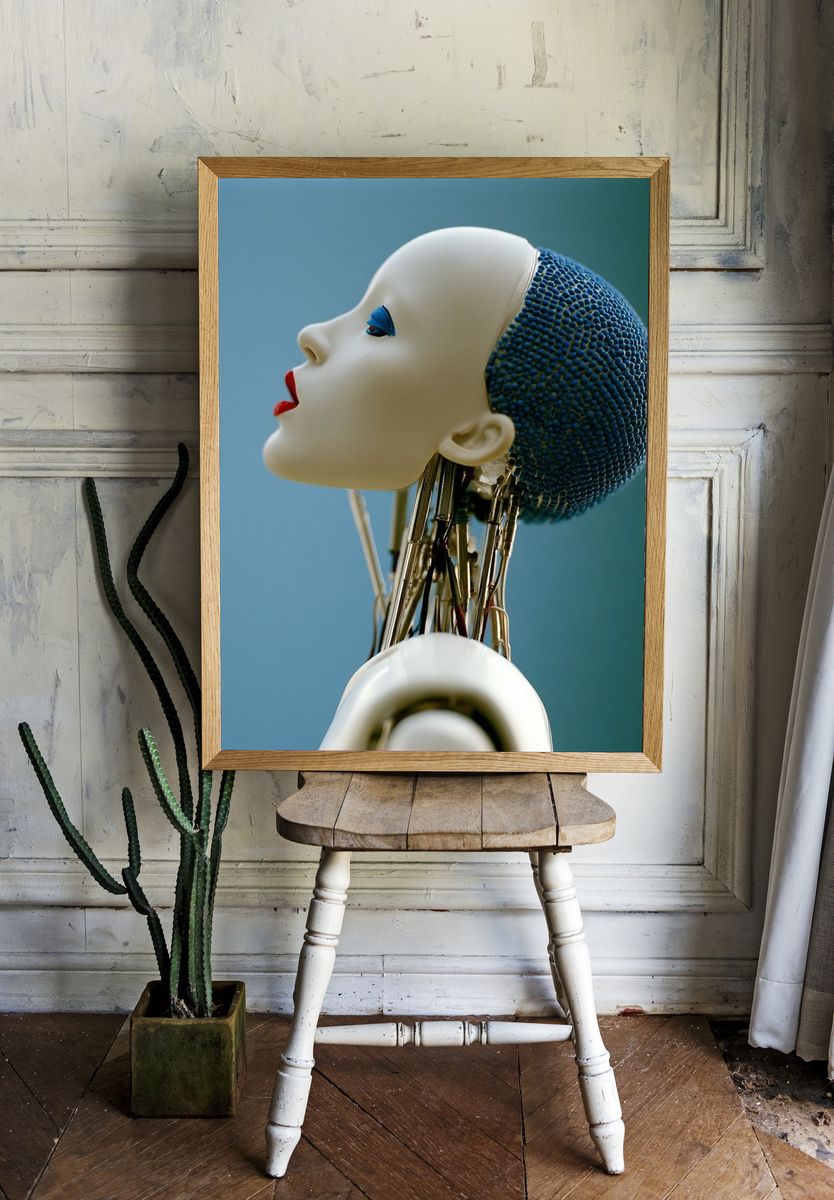 Cybernetic Doll Portrait Print. room preview