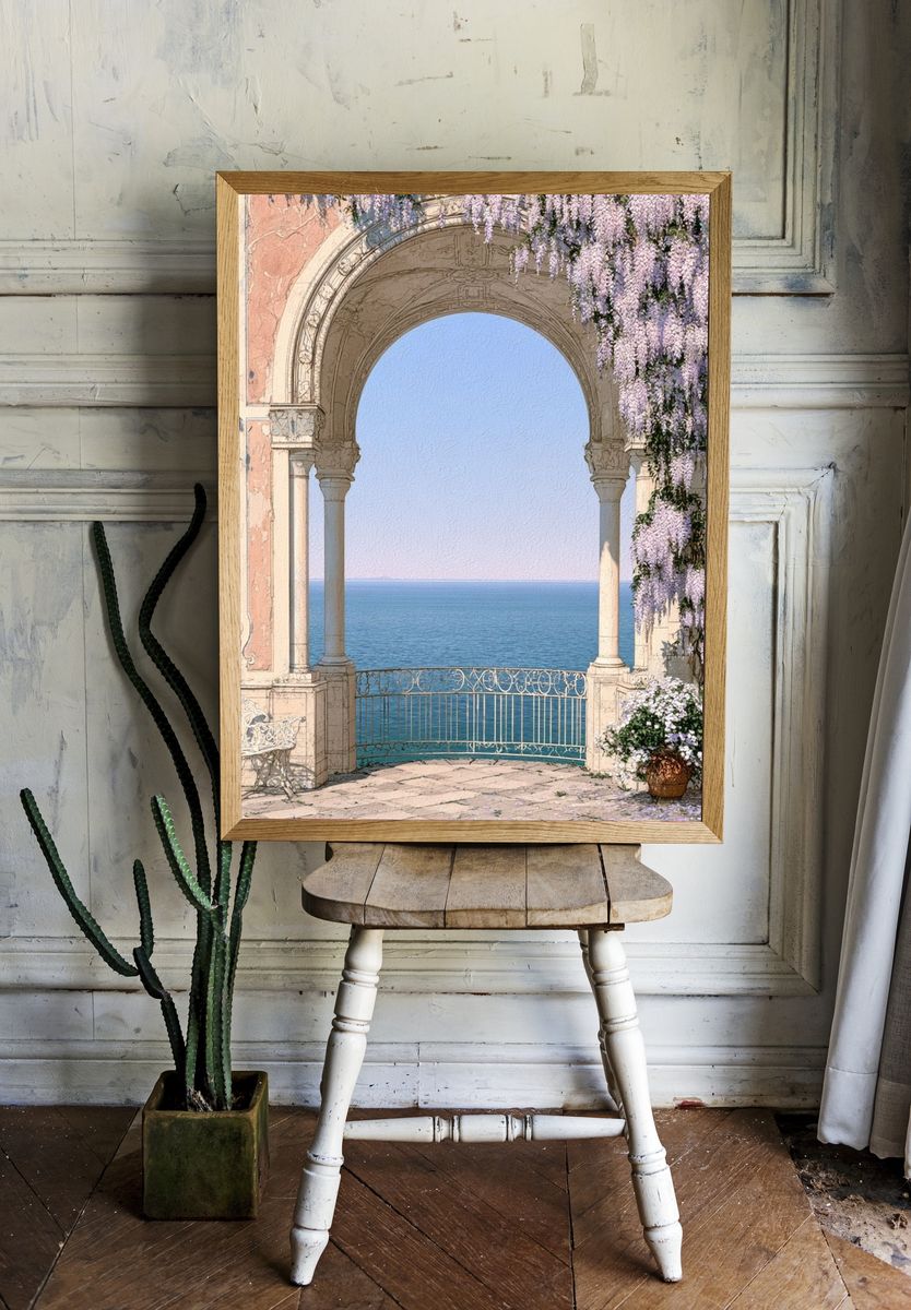 Seaside Arch with Wisteria Print. — room view 1