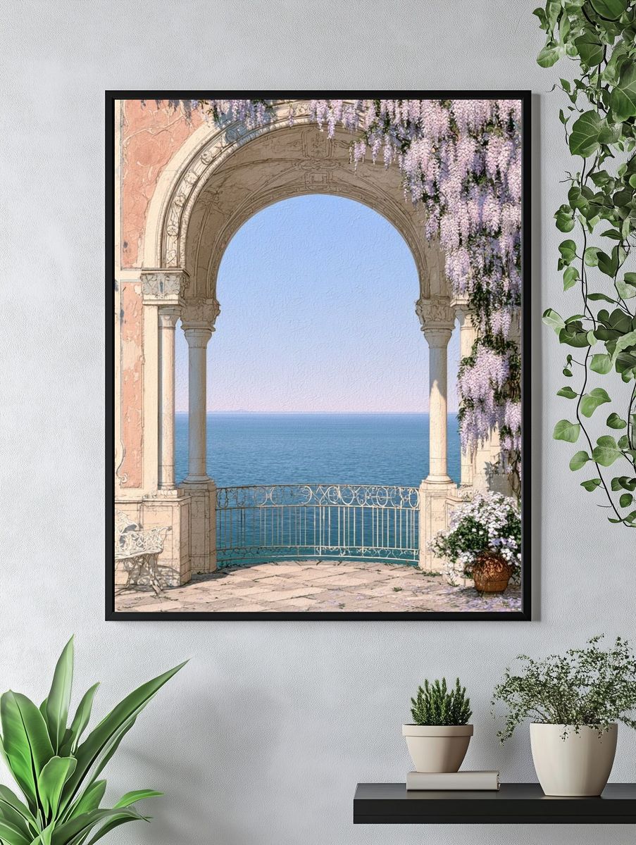Seaside Arch with Wisteria Print. — room view 4