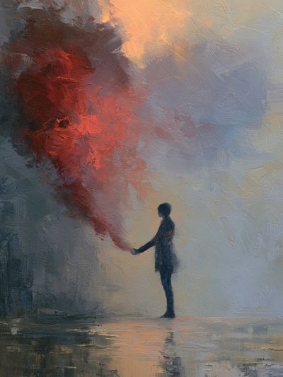 Silhouette with Red Smoke Fine-Art Print.