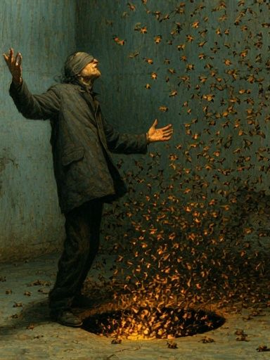 Surreal Man and Swarm Print. poster detail