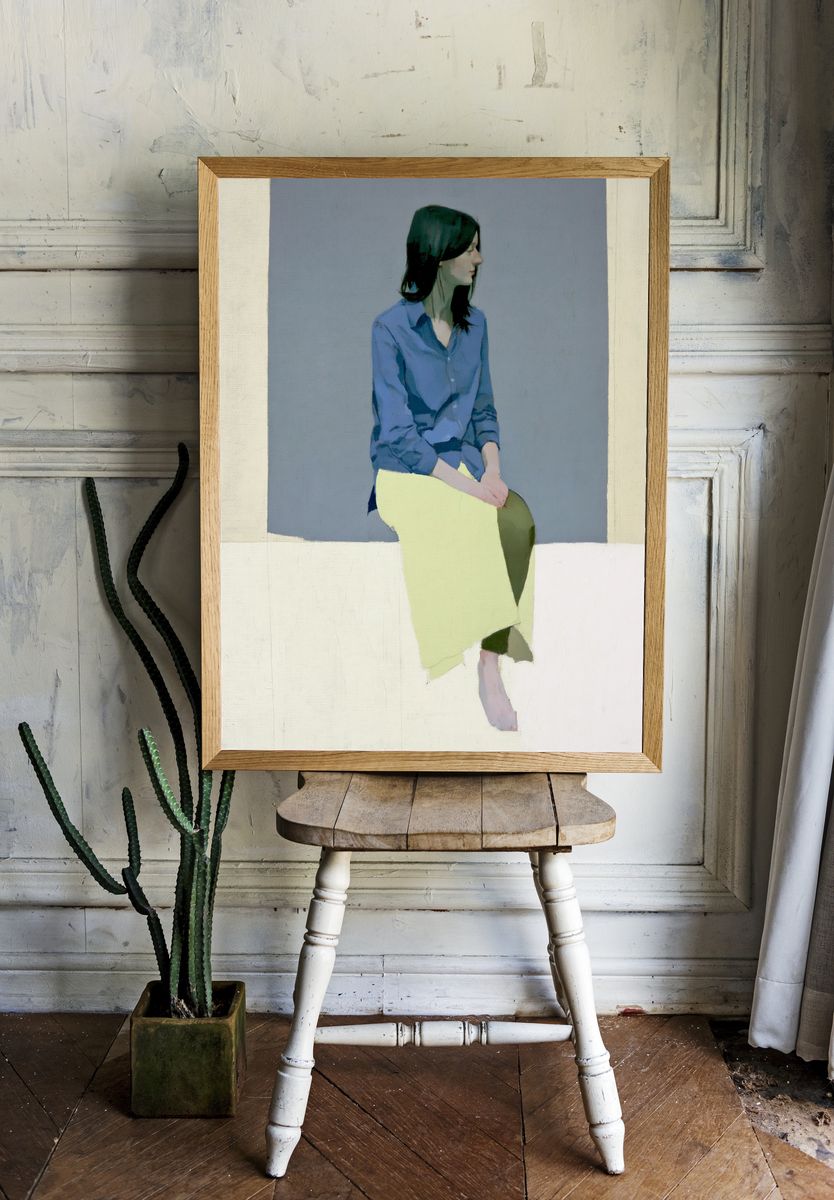 Seated Woman Portrait Print. room preview