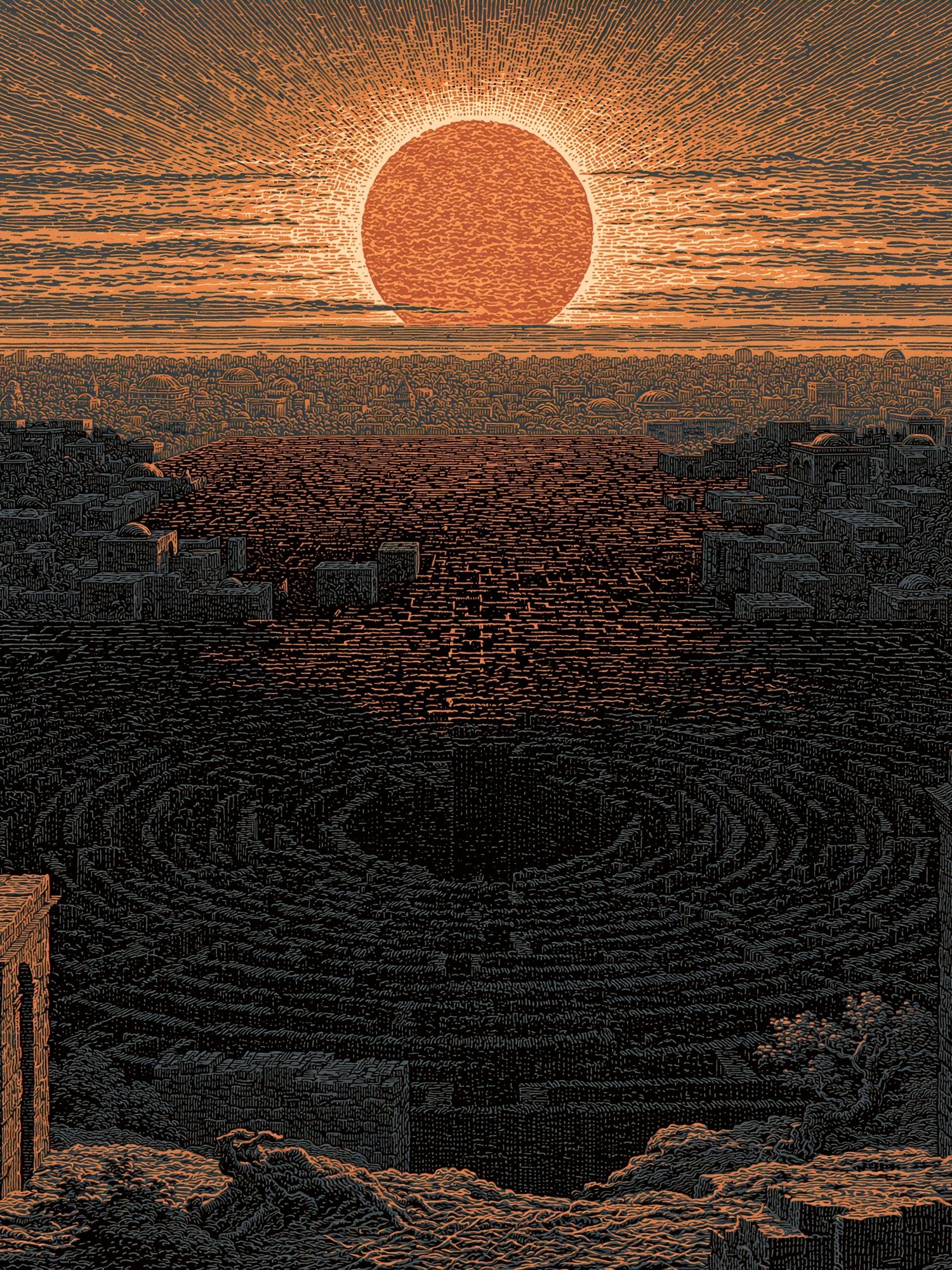 Sunset Over Ancient City Print. poster detail