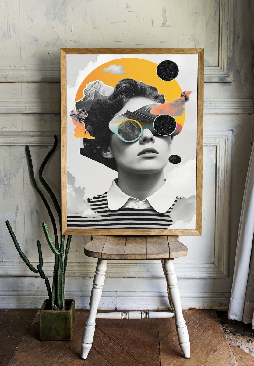 Surreal Woman Collage Poster. — room view 1
