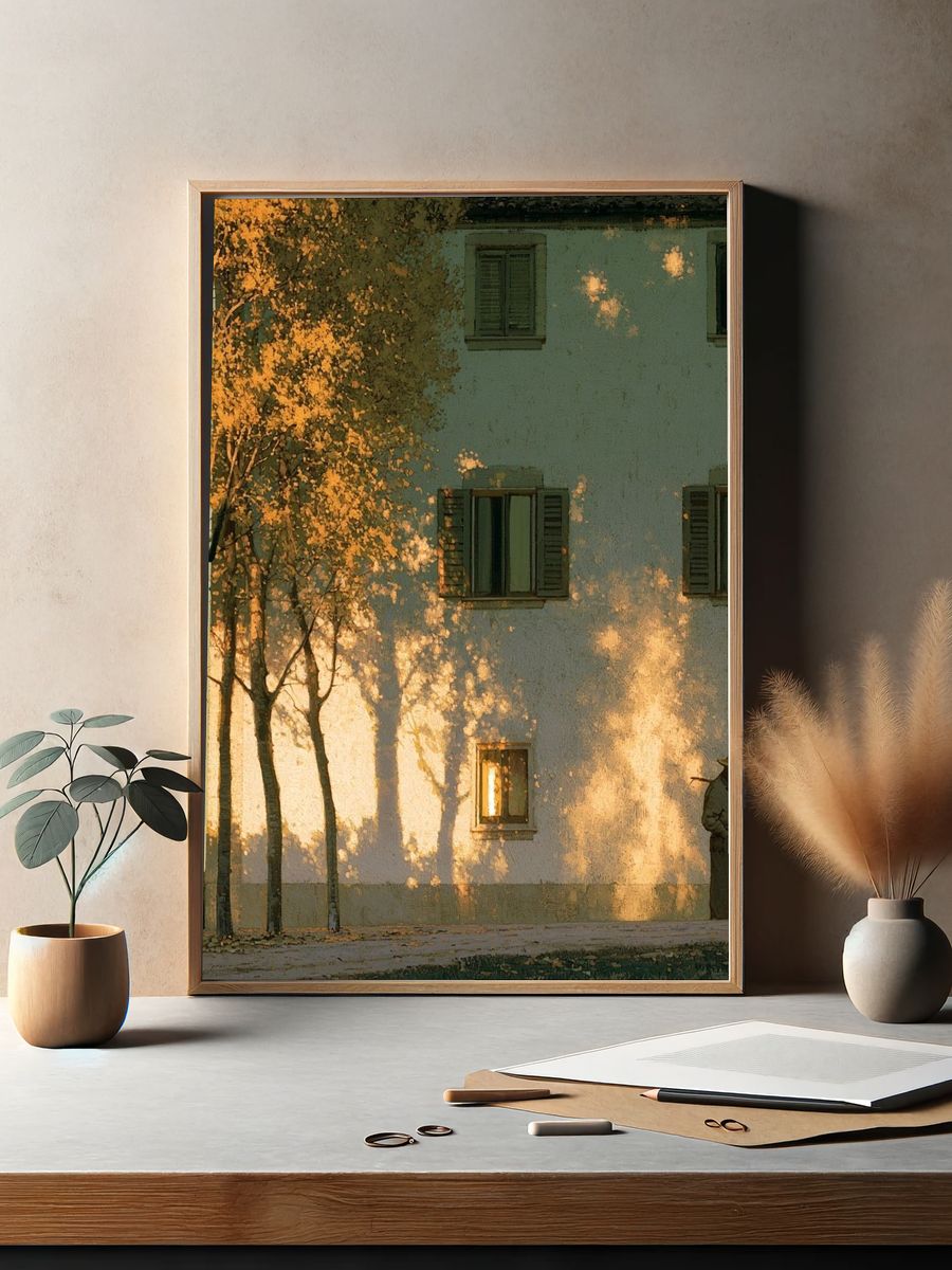 Sunlit Village Wall — Fine-Art Print. — room view 2