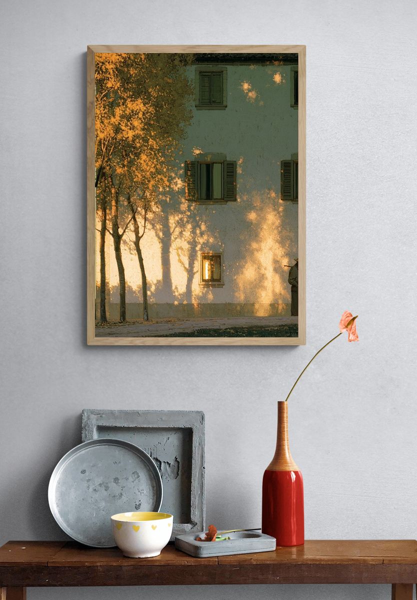 Sunlit Village Wall — Fine-Art Print. — room view 3