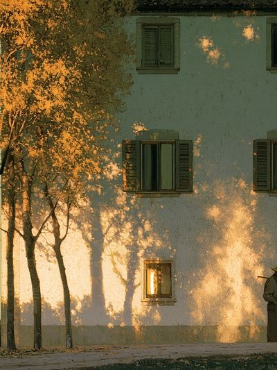 Sunlit Village Wall — Fine-Art Print.