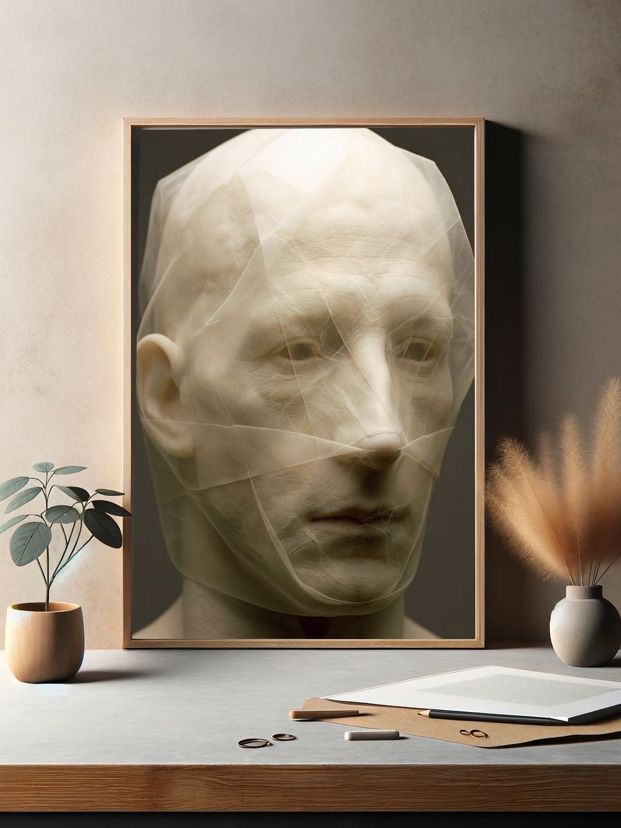 Wrapped Face Portrait Print. — room view 2