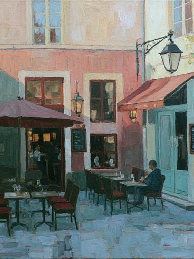 Paris Café Street Scene Print. poster — fine-art art