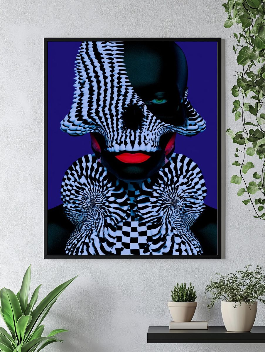 Surreal Zebra Portrait Print. — room view 4