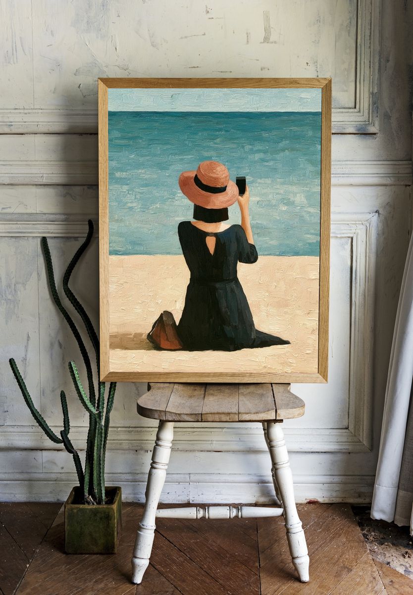 Seaside Woman in Hat Print. room preview