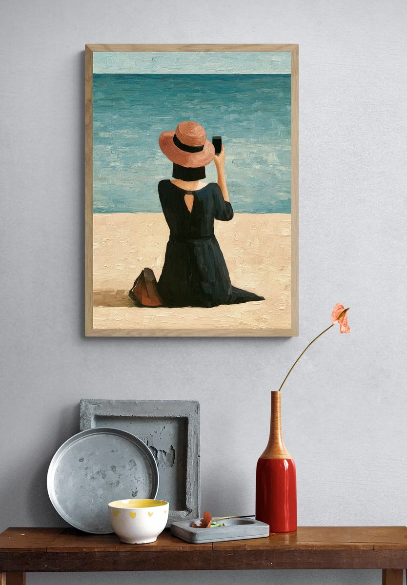 Seaside Woman in Hat Print. — room view 3