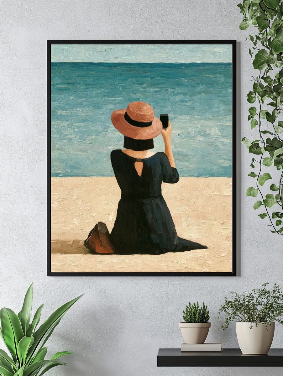 Seaside Woman in Hat Print. — room view 4
