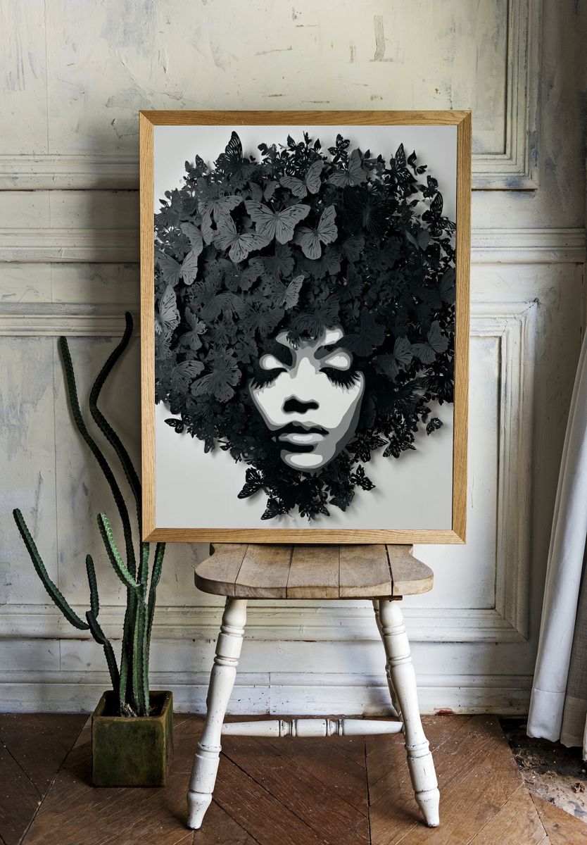 Butterfly Portrait Contemporary Print. — room view 1
