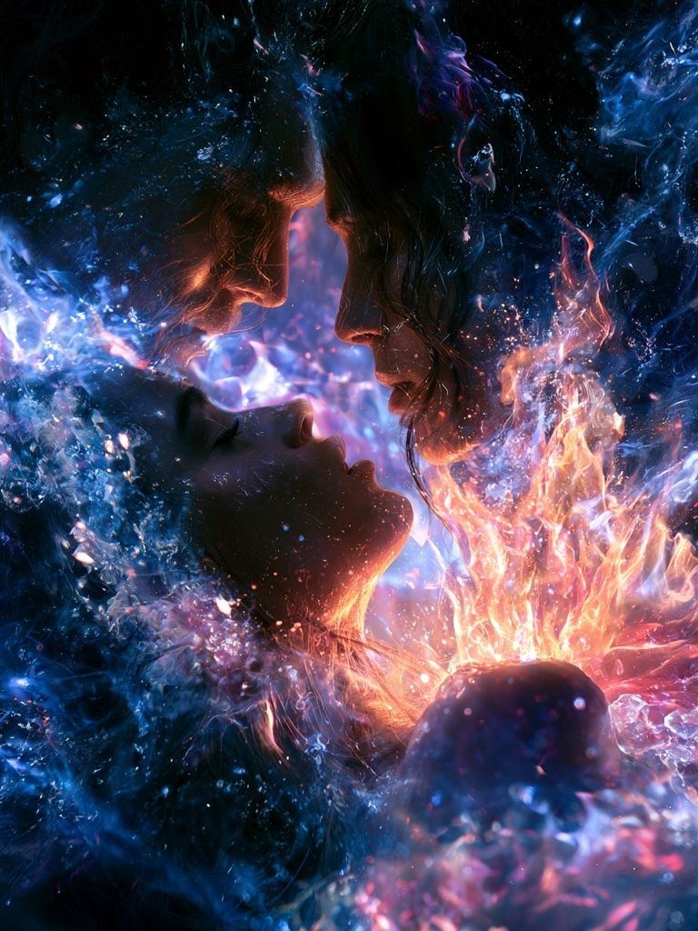 Cosmic Lovers Surrealism Poster. poster — fine-art art