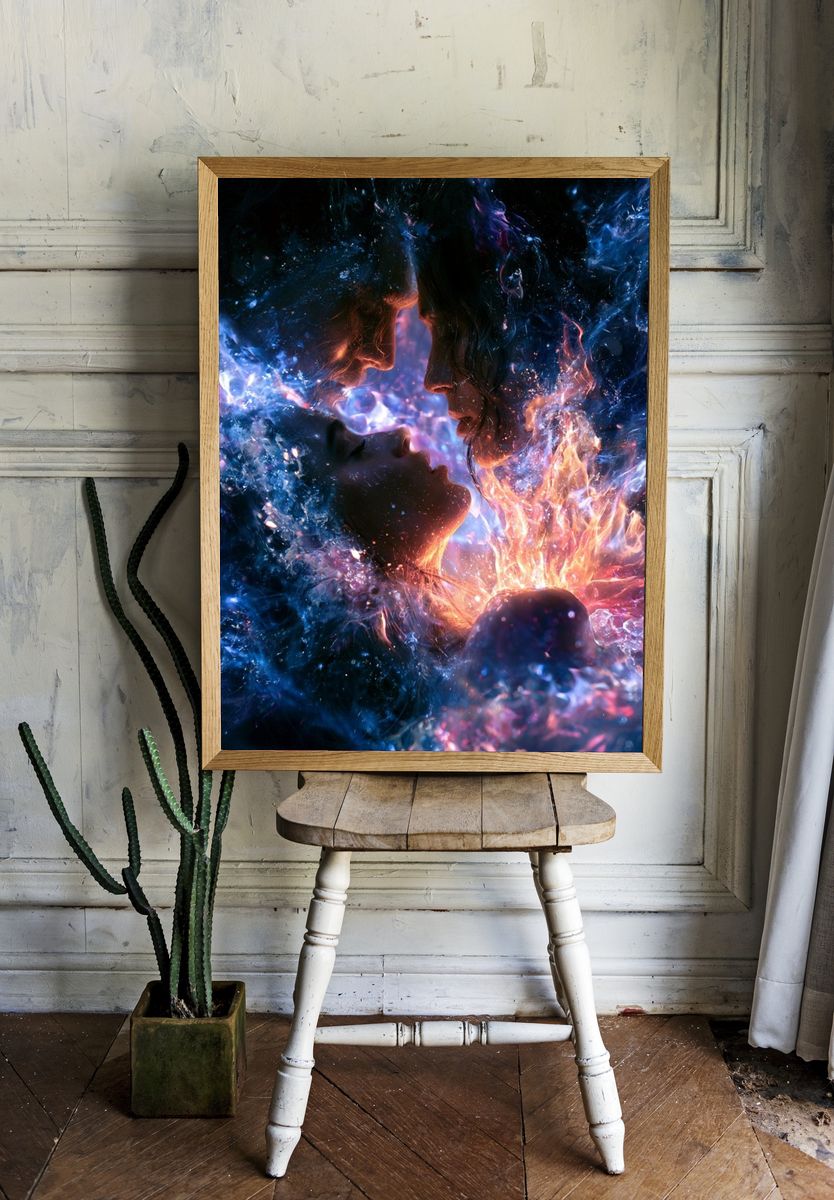 Cosmic Lovers Surrealism Poster. — room view 1