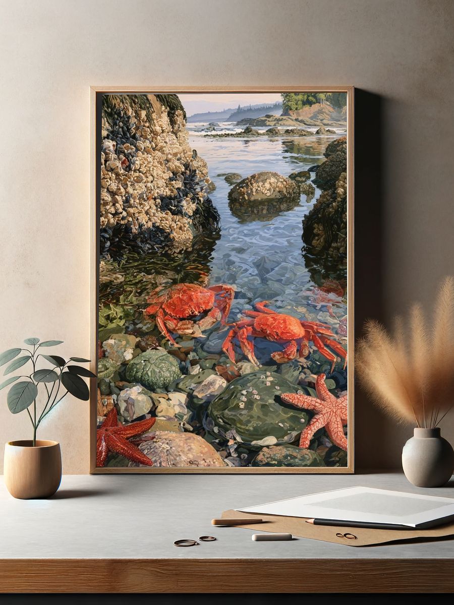 Tidepool Crabs — Fine-Art Print. — room view 2