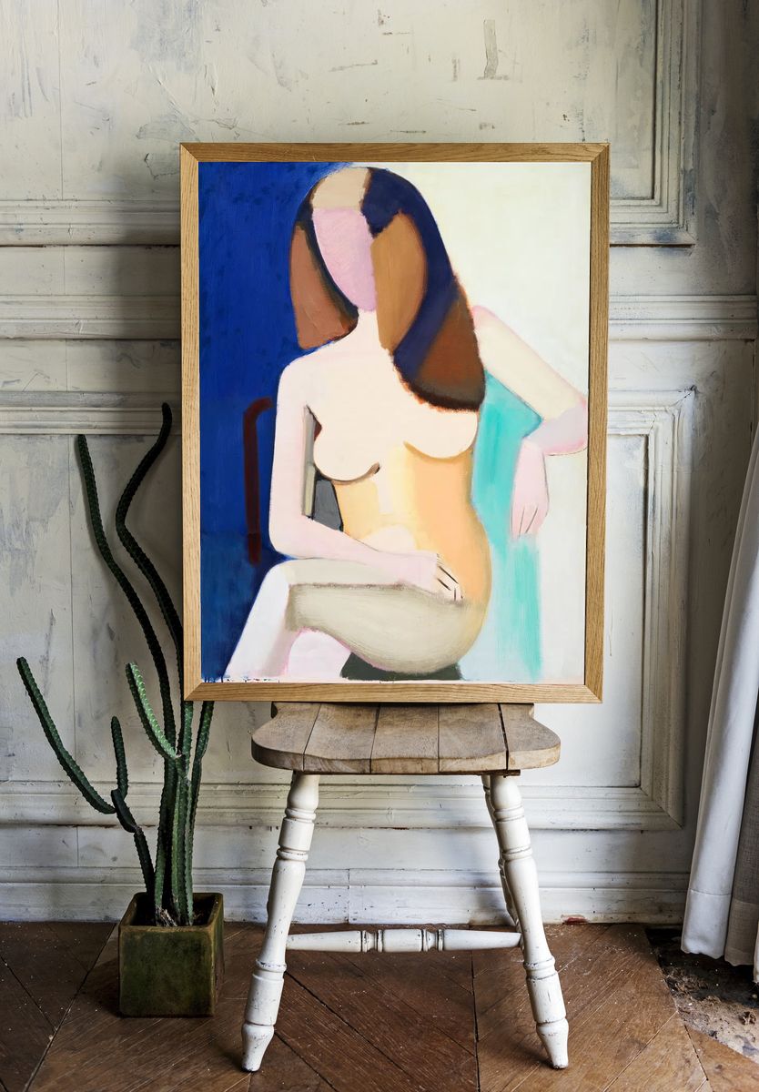 Abstract Seated Woman Fine-Art Poster room preview