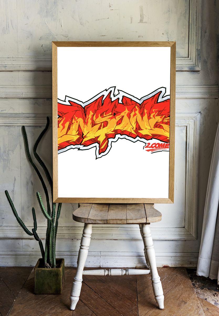 Graffiti Flame Tag Poster. — room view 1