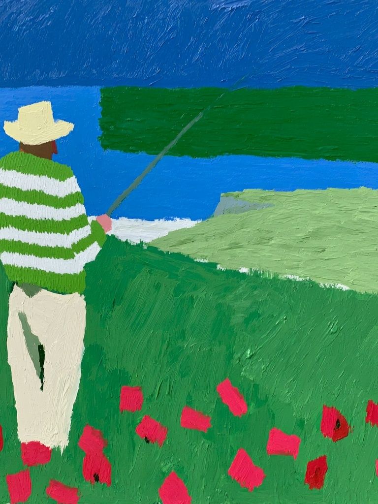 Lone Fisherman by the Sea Print. poster — fine-art art