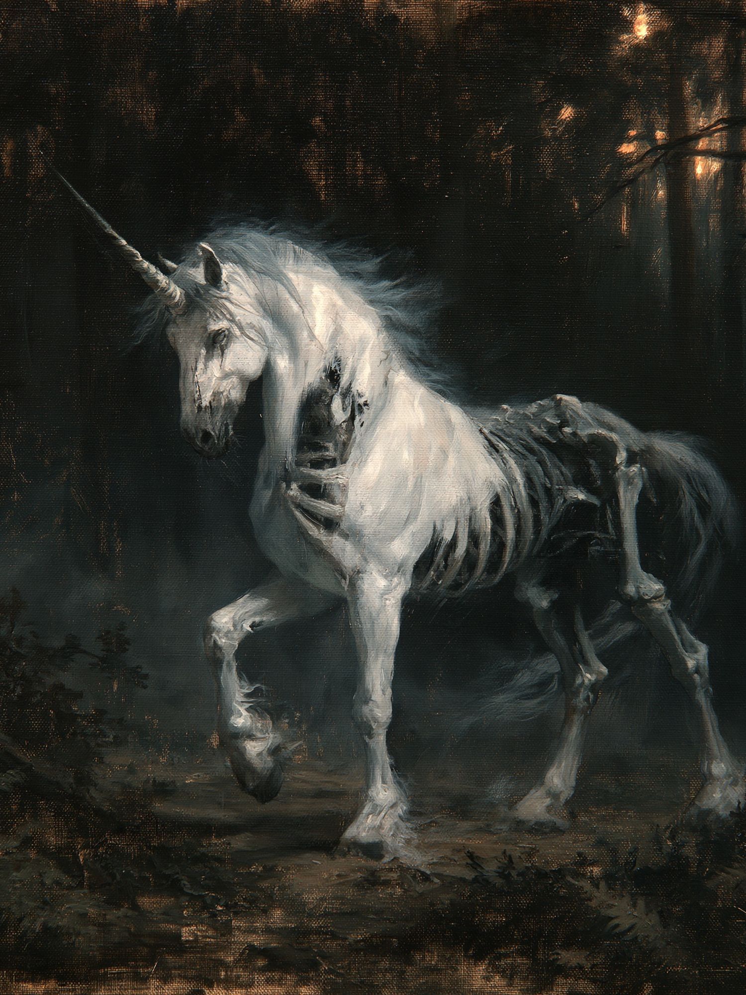 Ghost Unicorn Dark Fantasy Poster. poster — fine-art art