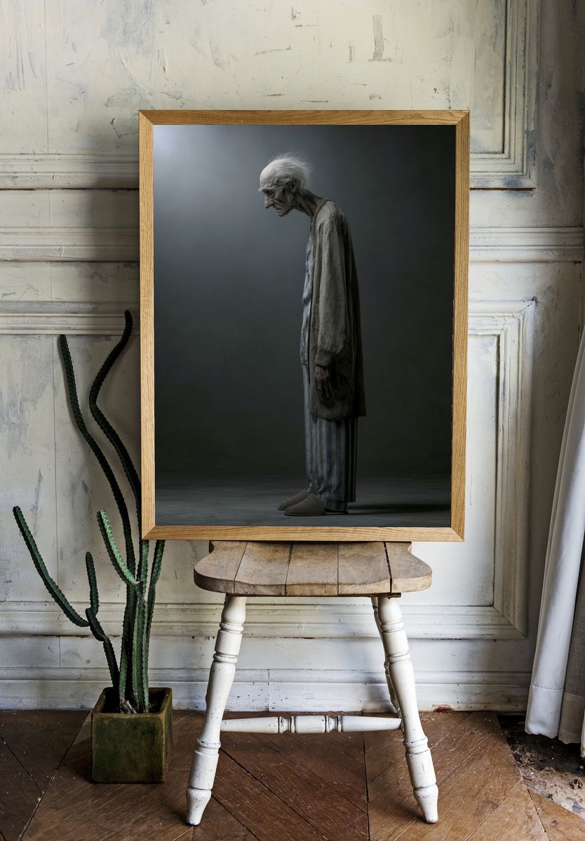 Elderly Figure in Shadow Poster. — room view 1