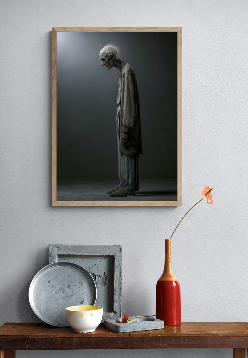 Elderly Figure in Shadow Poster. — room view 3
