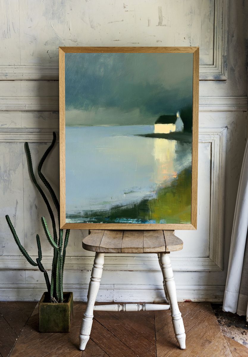Coastal Cottage Landscape Print. — room view 1