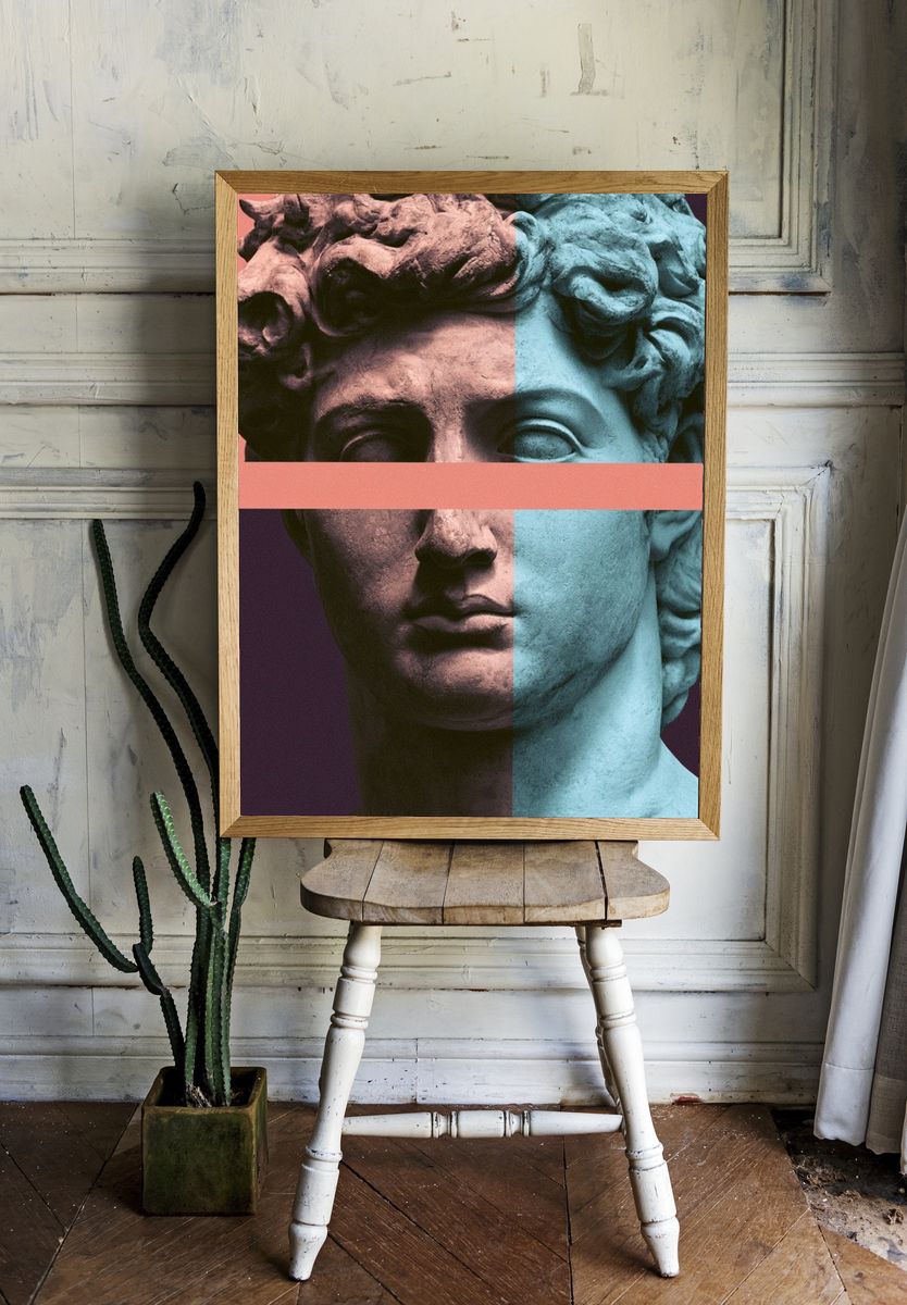 Split Classical Bust Contemporary Print. room preview