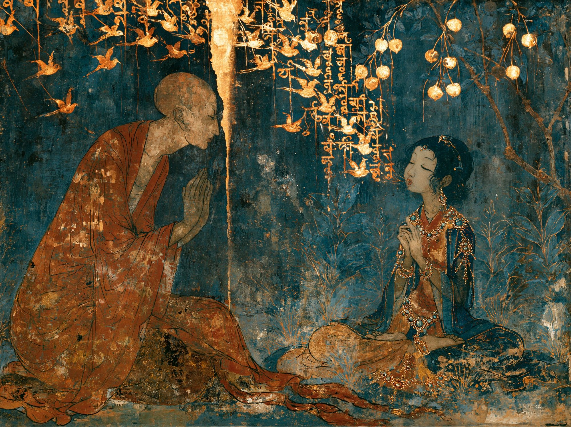 Meditative Figures in Gold — Fine-Art Print. poster detail