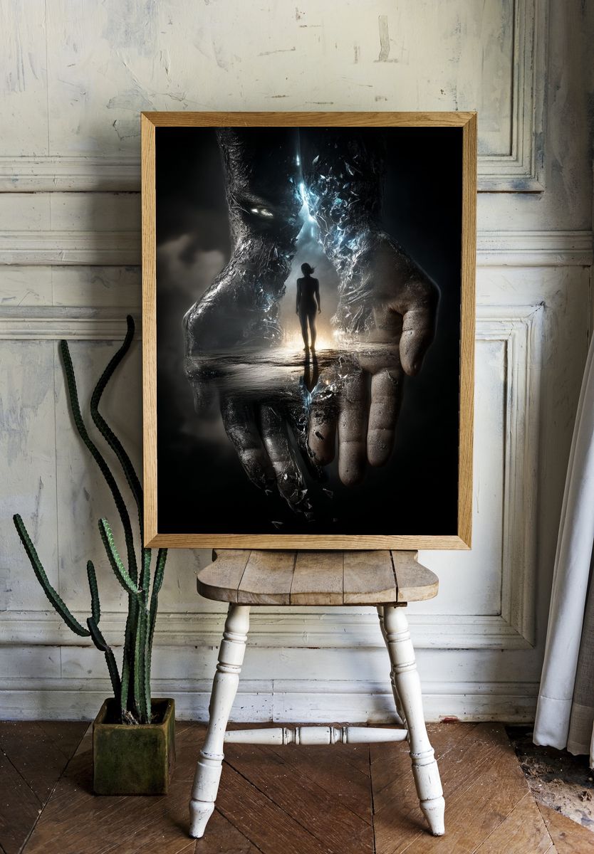 Surreal Hands and Silhouette Poster. — room view 1