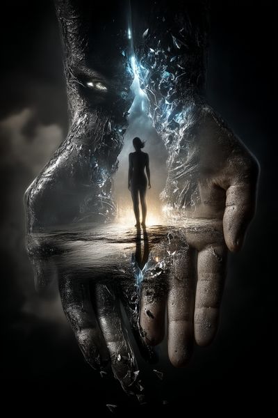 Surreal Hands and Silhouette Poster. poster print