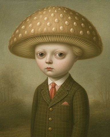 Mushroom Boy Portrait Print. poster — fine-art art