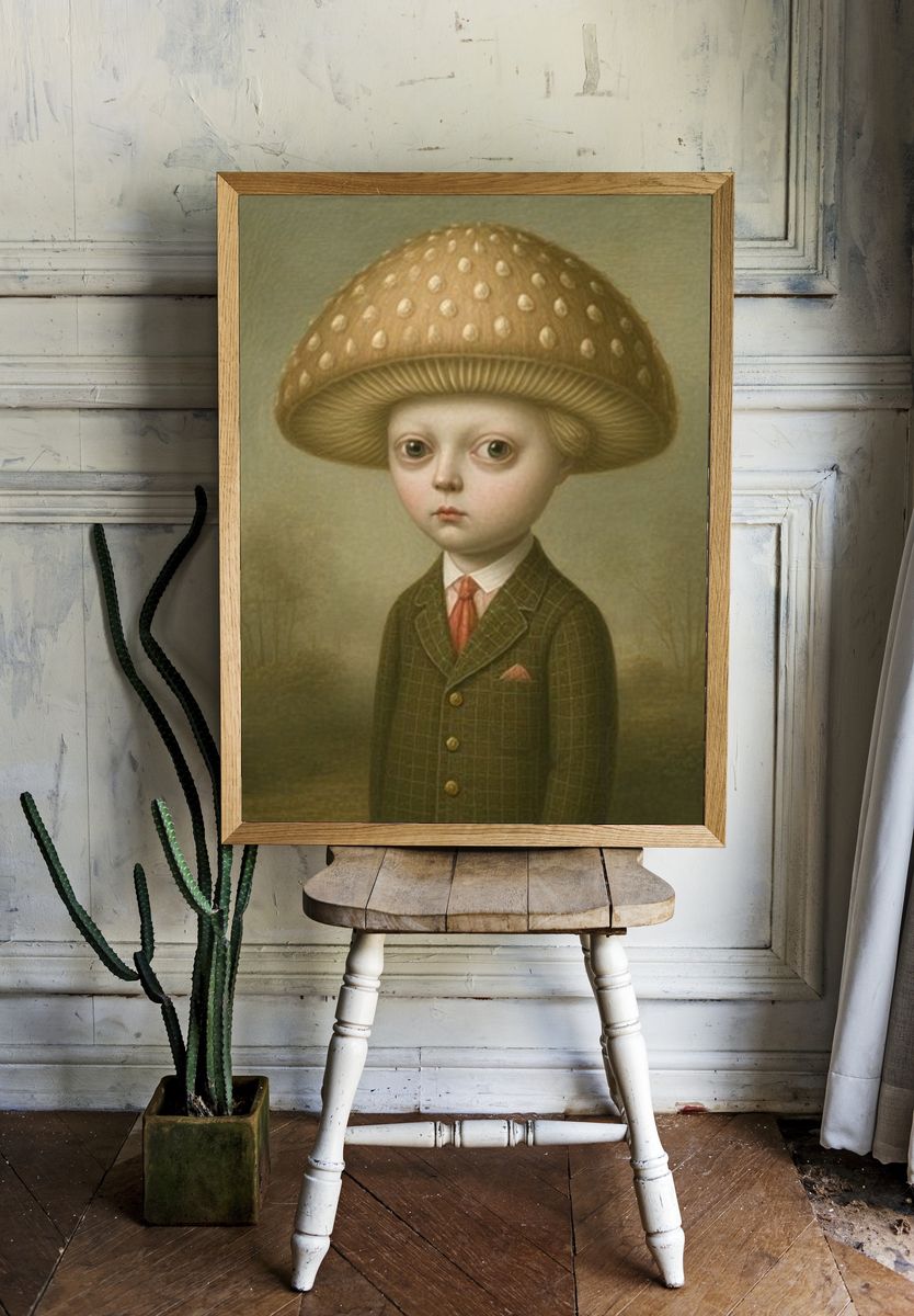 Mushroom Boy Portrait Print. — room view 1